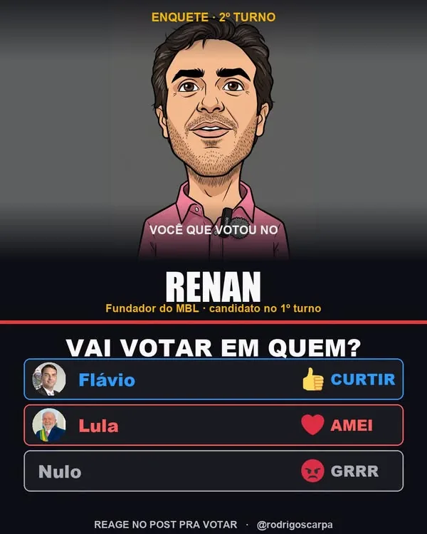 Arte do post: Você que votou no Renan, vai votar em quem?