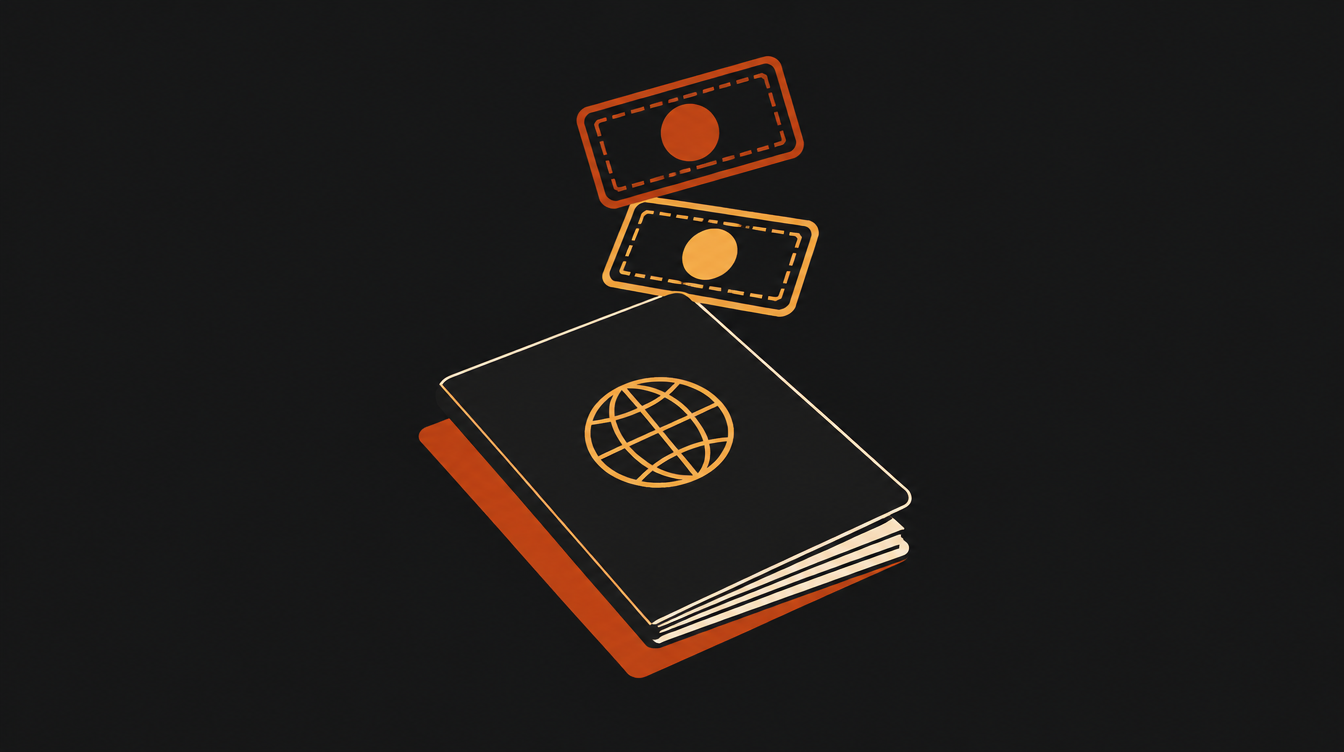 Um passaporte com dois carimbos empilhados acima dele
