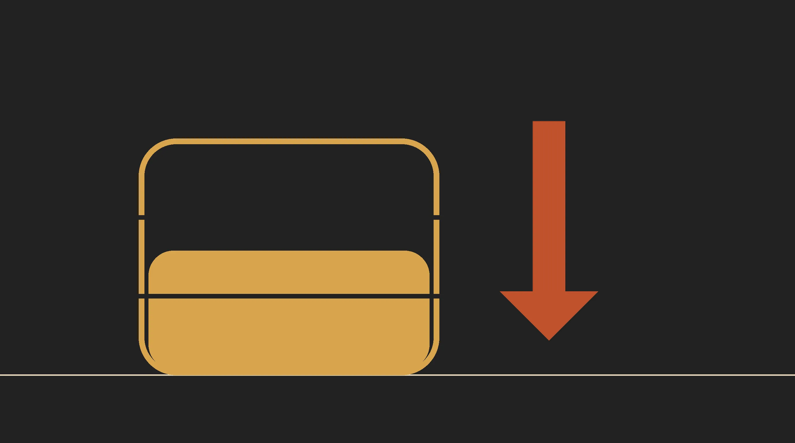 Um barril dourado pela metade e uma seta laranja descendo ao lado